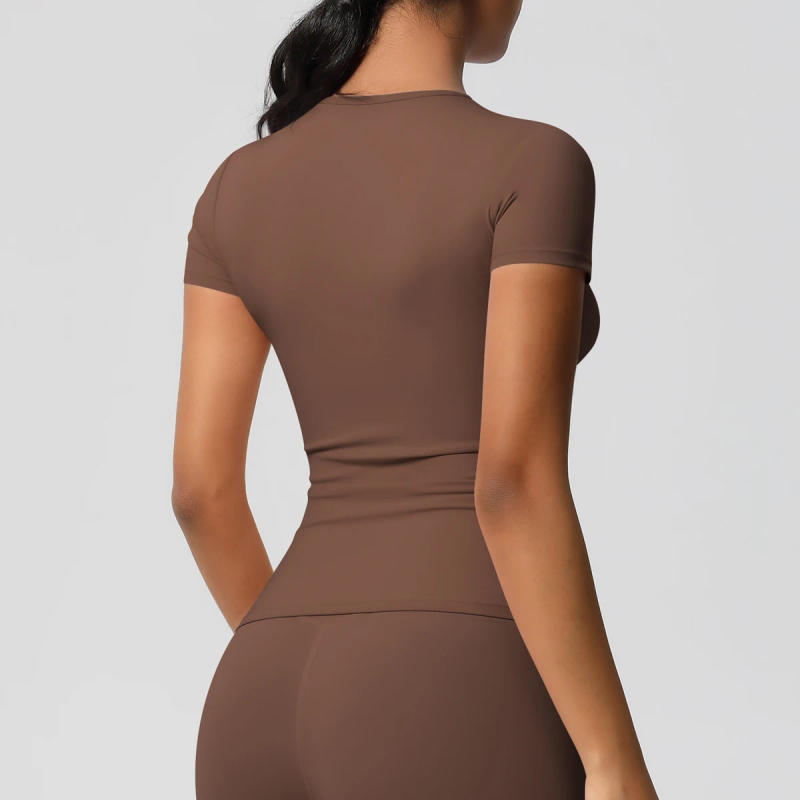 Description Picture 5 of itemWomen Running Sports T Shirt Summer Short Sleeve Round Neck Breathable Stretchy GYM Yoga Slim Fitness Active Top