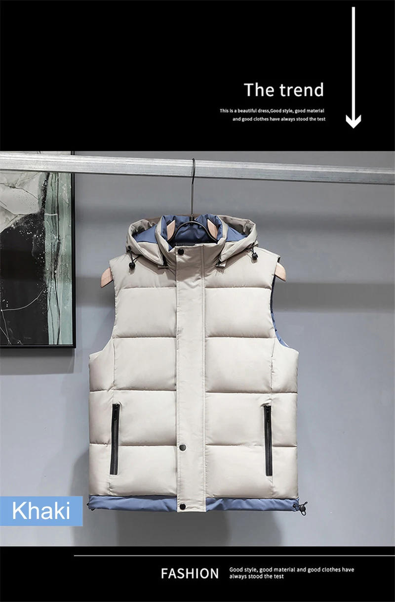 Description Picture 5 of itemFashion Brand Vest for Men 2024 New Autumn Sleeveless Jacket Warm Cotton Thick Coat Male Winter Plus Size Clothing Men Waistcoat