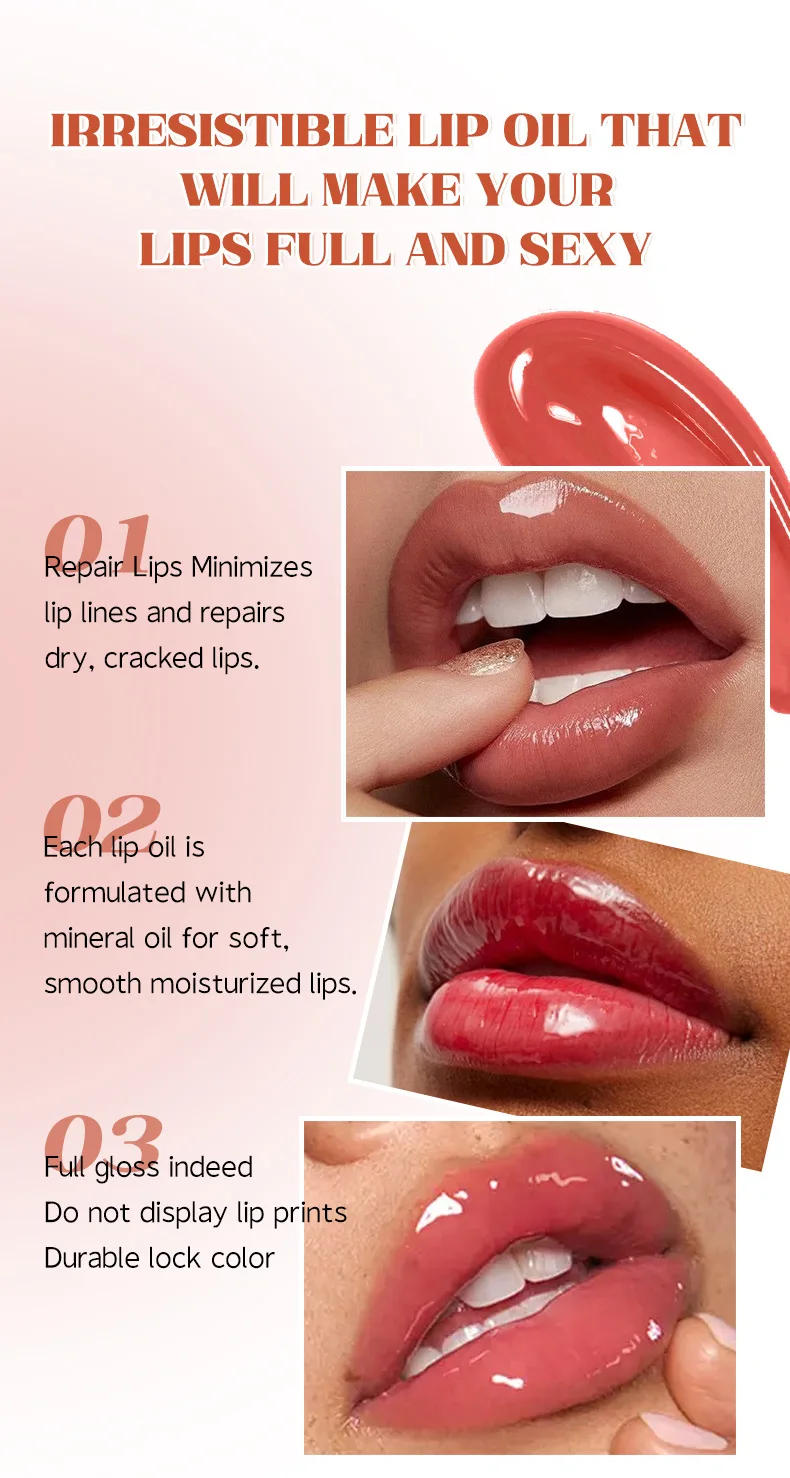 Description Picture 3 of itemPunk Dark Coffee Mirror Water Liquid Lipstick Moisturizing Grape Purple Mirror Lip Gloss Red Brown Water Gloss Lip Tint Makeup