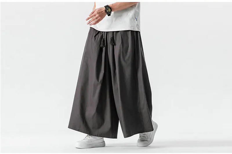 Description Picture 4 of itemMen Harem Pants Vintage Men Wide-leg Trousers Streetwear Cotton Linen Pants Men Harajuku Jogger Sweatpants Male New Big Size 5XL