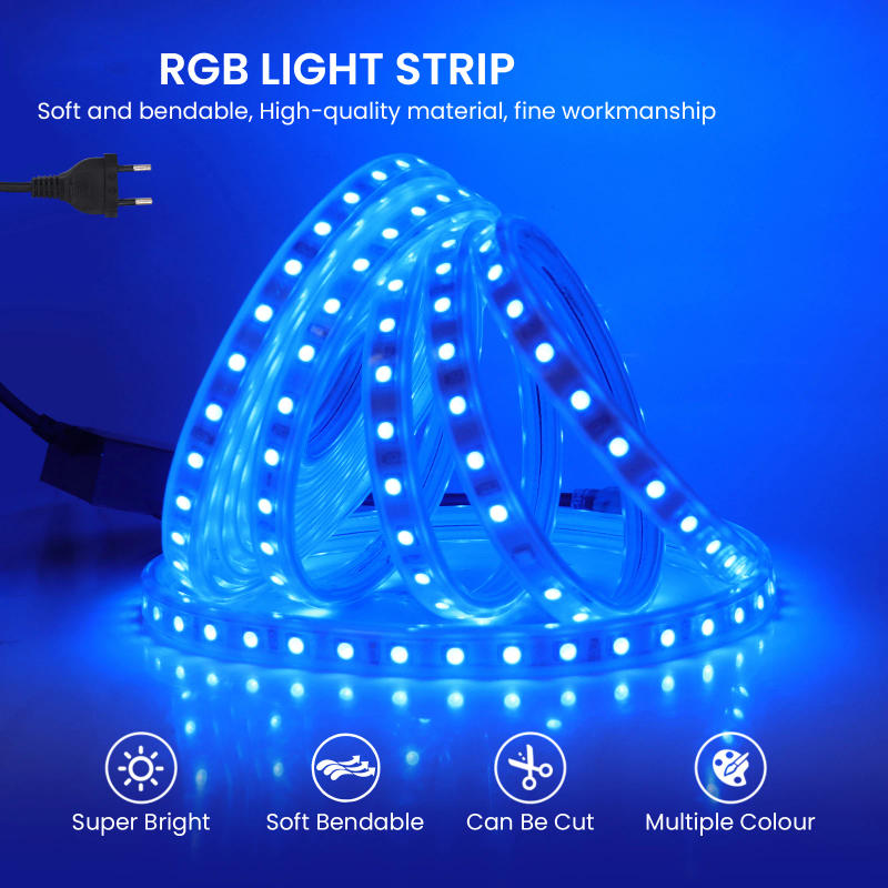 Description Picture 5 of itemAC110V 220V 5050 RGB LED Strip Light Dual Control Touch Remote Wall Mounted Panel Control Waterproof DIY Room Garden Decor Lamp