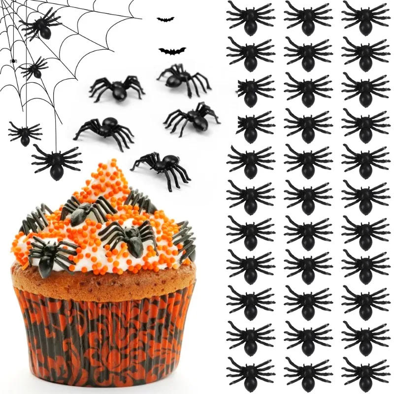 Description Picture 2 of item50/500PCS Small Fake Black Spiders Halloween Decoration Horror Spider DIY Party Haunted House Prop Lifelike Insects Tricky Toys