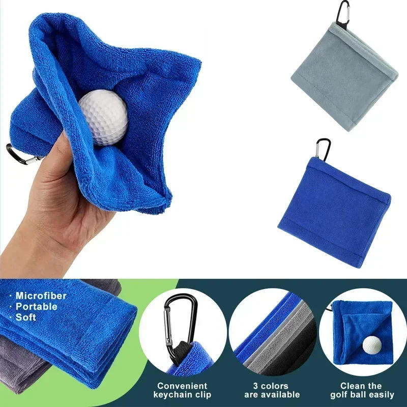 Description Picture 4 of item1PC Golf Ball Cleaning Towel Club Towel Outdoor Hook Towel Microfiber Velvet Outdoor Convenient Hhanging Waist Sports Club Cloth