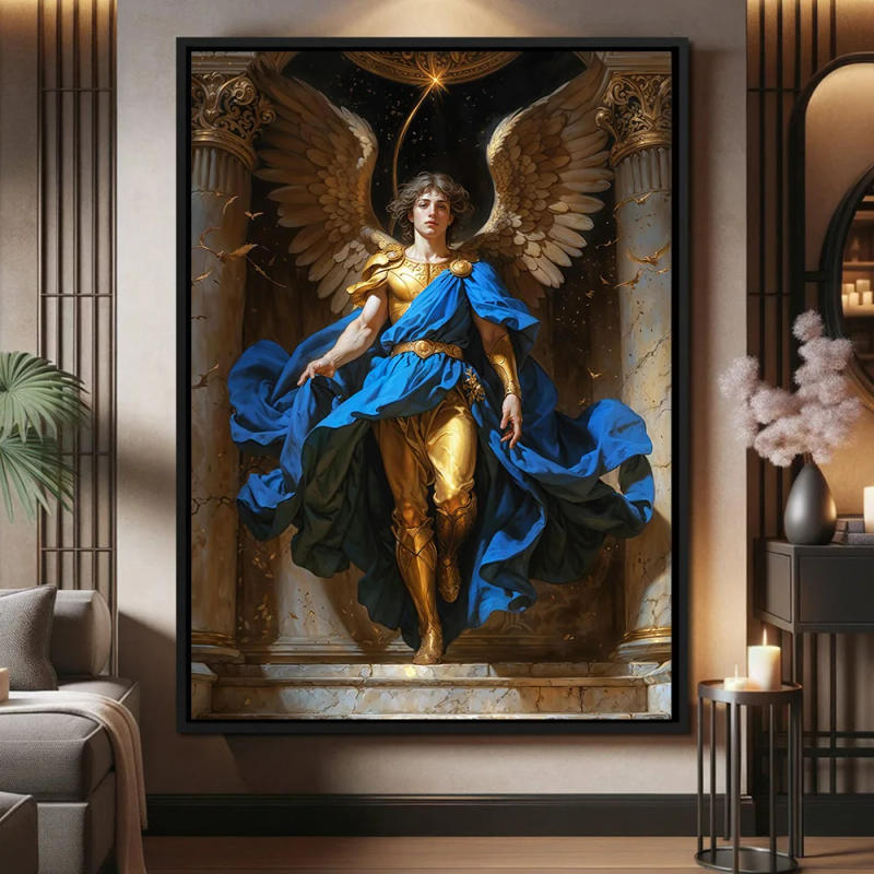 Description Picture 6 of itemVintage Renaissance Archangel Michael Poster Print Sacred Heart Christian Religious Angel Canvas Painting Living Room Home Decor
