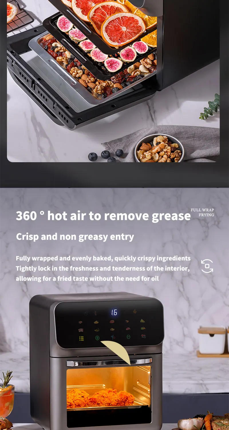 Description Picture 5 of item10L Large Capacity Electric Air Fryers Oil-free Automatic Household Kitchen 360°Baking Convection Oven Deep Fryer without Oil