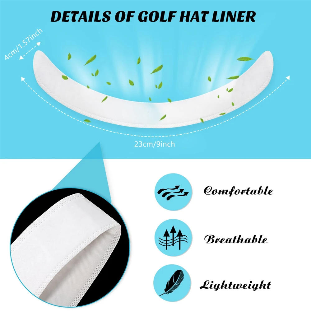 Description Picture 3 of itemGLOOF 20pcs Hat Sweat Guard Bands Liner Protector Cap Sizing Tape Size Reducer Caps Golf Hats Saver White for Summer