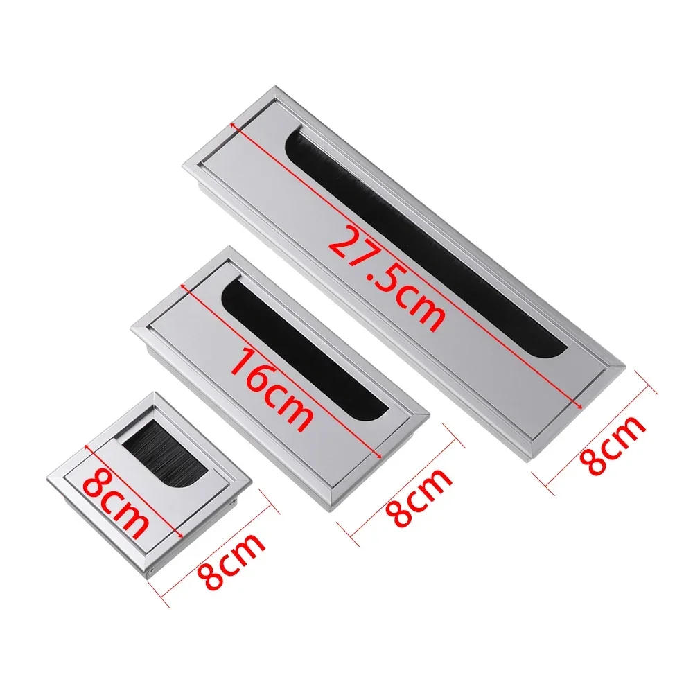 Description Picture 2 of itemAluminum Alloy Wire Hole Cover PC Desk Rectangular Line Box Cable Grommet Desk Table Hole Cover Outlet Port Cable Fixing