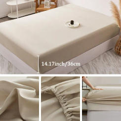 1pc Brushed Solid Color Fitted Sheet, Soft Comfortable Bedding Mattress Protector, For Bedroom, Guest Room, With Deep Pocket