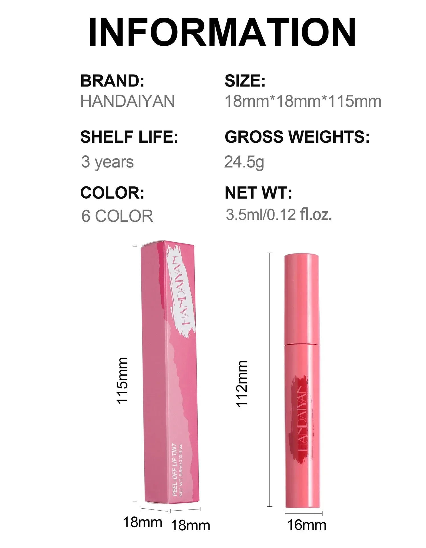 Description Picture 3 of itemPeel Off Lip Liner Lip Stain Long Wear Tattoo Lipgloss Brown Matte Finish Highly Pigmented Waterproof Liquid Lip Contour Tint