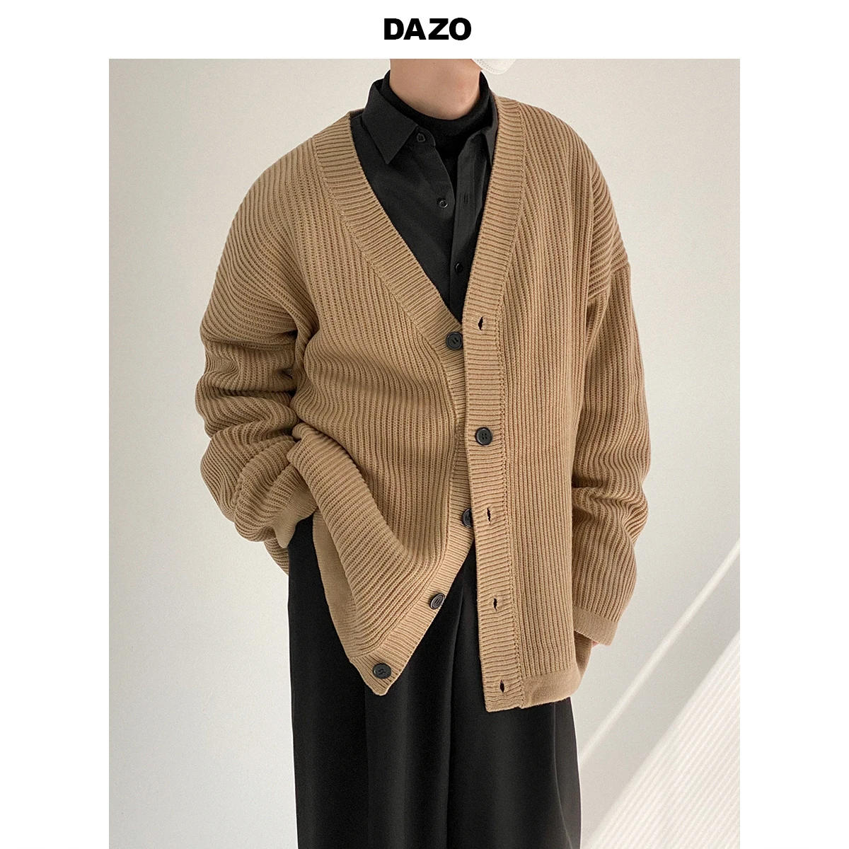 Description Picture 6 of itemKnitted Cardigan Autumn Single Breasted Baggy Casual Cozy Soft Windbreaker Harajuku Slouchy Retro Japanese Style Pure Color Chic