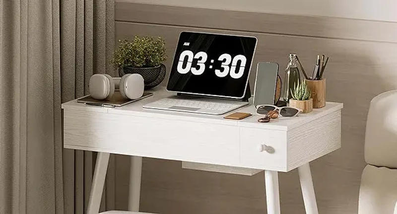 Description Picture 4 of itemDressing Table Set Modern Vanity Table With Drawers and Cabinets Storage Box Organizer Bedroom Wooden Dresser Near Bed Bathroom