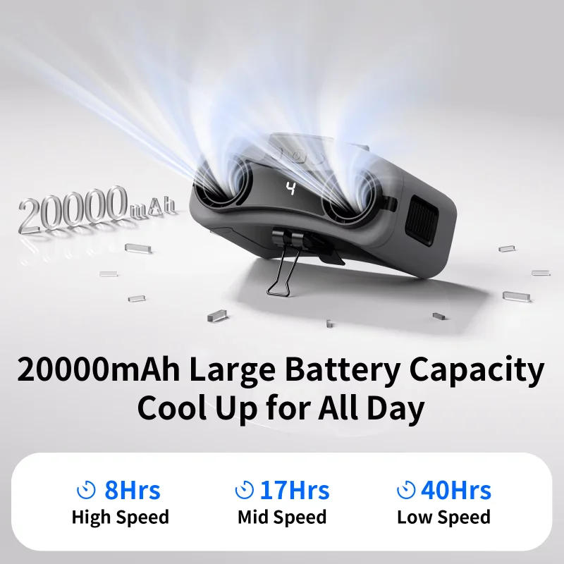 Description Picture 4 of itemSocool 20000mAh Portable Waist Fan Dual Air Outlet 10 Gear Speeds Outdoor Personal Hanging Neck & Belt Clip with Power Bank