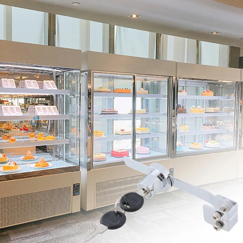 Description Picture 3 of item2Pcs Sliding Glass Door Ratchets Lock Drawer Display Case Showcases Lock with Key