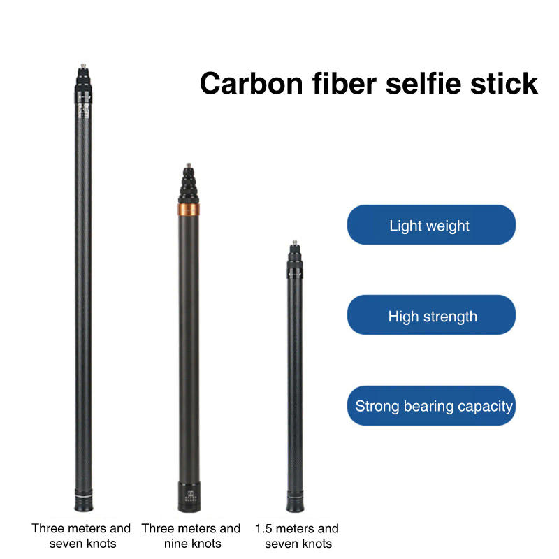 Description Picture 2 of item3.0M Carbon Fiber Extended Selfie Stick for Dji Osmo Action Insta360 GoPro Action Camera Sticks with 1/4 Screw for Phone Clip