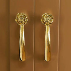 Europe Creative Fashion Luxury Palace Villa Solid Brass Furniture Door Handle Rose Silver Gold Drawer Cupboard Wardrobe Knob 5"