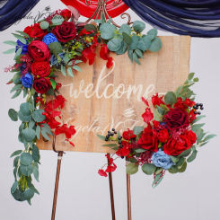 Color Series Welcome Sign Flower Wedding Banquet Corner Door Decoration Rose Peony Floral Arrangement Party Event Supplies