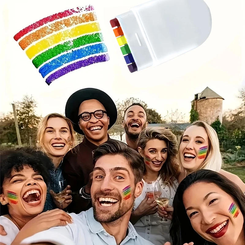 Description Picture 3 of item6 Color Rainbow Face Paint,Easy to Apply Face crayons,1/2pcs Face Color Stick Removable Portable Face Art for Parties & Festival