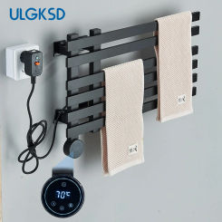 Thermostatic Electric Heated Towel Rail Bathroom Cloth Dryer Digital Display Rack For Bathrobe Touch Sensing Washcloth Warmer