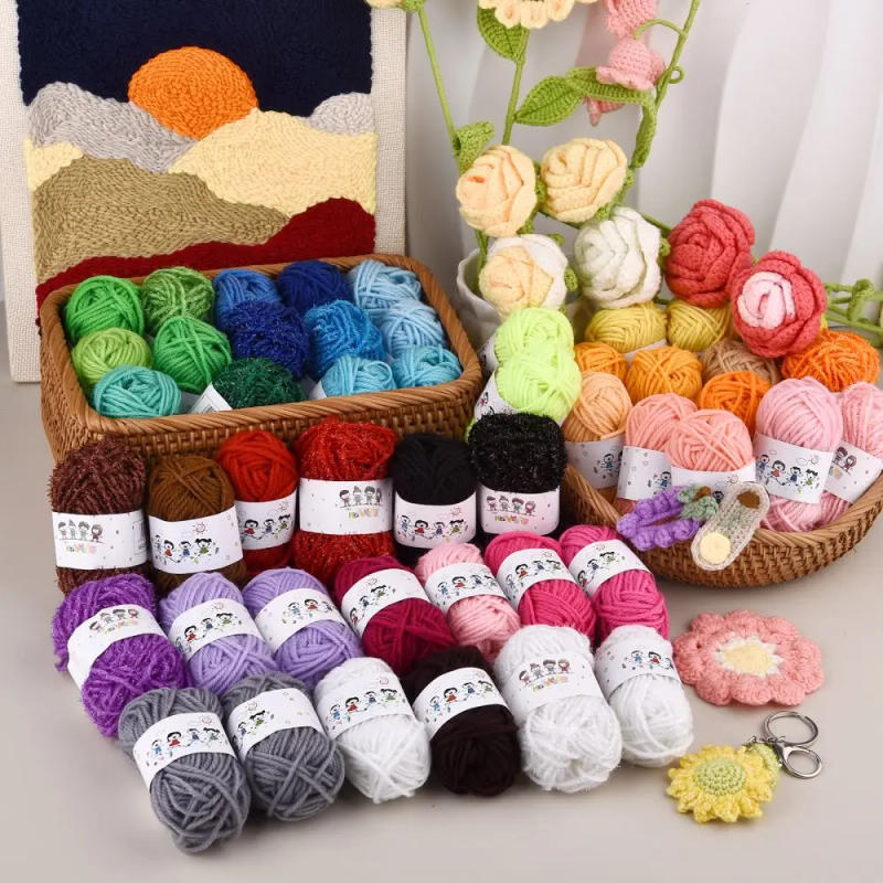 Description Picture 6 of item12Color Set Kids DIY Knitting Crochet Yarns Colorful Material For Needlework Sewing Hand Crafting Wool Ball Hat Dolls Soft Sewin