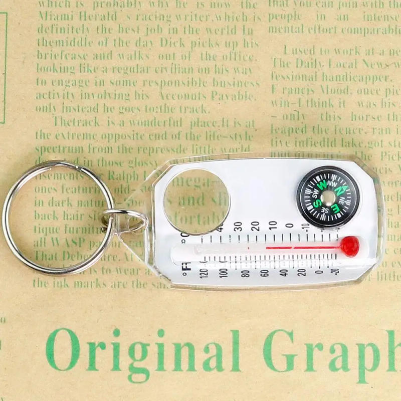 Description Picture 4 of itemCompass And Thermometers Keychain Survival Thermometer Compass Keychain Mini Pocket Sized Compass Outdoor Survival Tool 