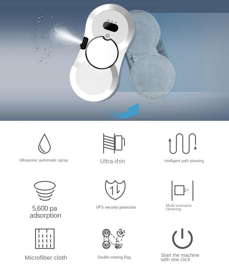 Description Picture 3 of itemUltra Thin Robot Vacuum Cleaner With Auto Water Spraying Window Cleaner Robot Electric Limpiacristales Remote Control for Home