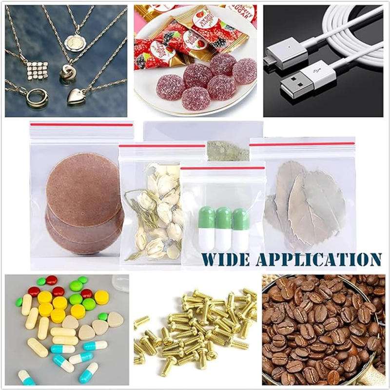 Description Picture 5 of item100-1000Pcs Small Zip Lock Plastic Bags Reclosable Transparent Bag Vacuum Storage Bag Clear Bags Ziplock Food Storage zip Bags