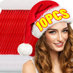 10/1PCS Winter Thickened Christmas Hats for Adults Kids Soft Velvet Plush Santa Claus Caps New Year Party Home Decor Supplies