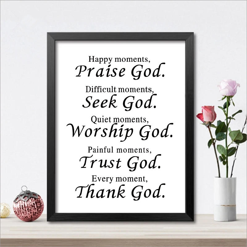 Description Picture 4 of itemEvery Moment Thank God Bible Verse Canvas Painting Posters Prints Wall Art Pictures Christian Religious Living Room Home Decor