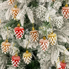 6Pcs Christmas Painted Pine Cone Balls Hanging Pendants Merry Christmas Tree Decoration For Home Xmas Ornament Gift Navid