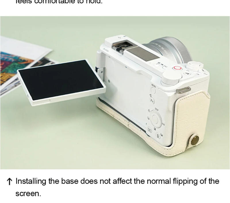 Description Picture 5 of itemCamera Protective Case for Iconic Brand ZVE10 II ZV-E10 Mark II zve 10 Cover Base Pouch Bag Barrel Leather Shoulder Strap Neck Body Case