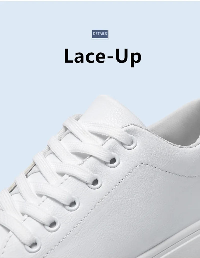 Description Picture 5 of itemWhite Leather Sneakers Men Big Size 46 Low Top Lace-Up Men's Skateboard Shoes Comfy Flat Sport Shoes For Man Zapatillas De Skate