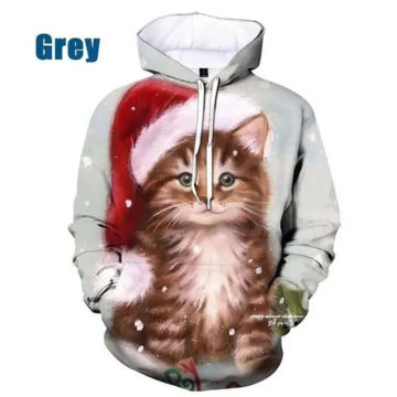 3D Christmas Cat Printing Hoodies For Men Xmas Cat Graphic Hooded Hoody Kid Funny Cute Sweatshirts Women Y2k Harajuku Hoodie Top