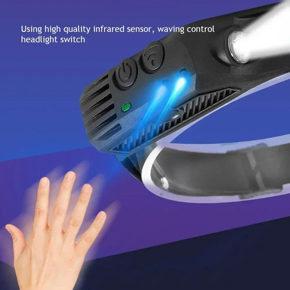 Description Picture 6 of itemMulti-Functional LED Waving COB Sensing Headlight Outdoor Adventure Riding Night Run Fishing Big Flash Head Light USB Charging