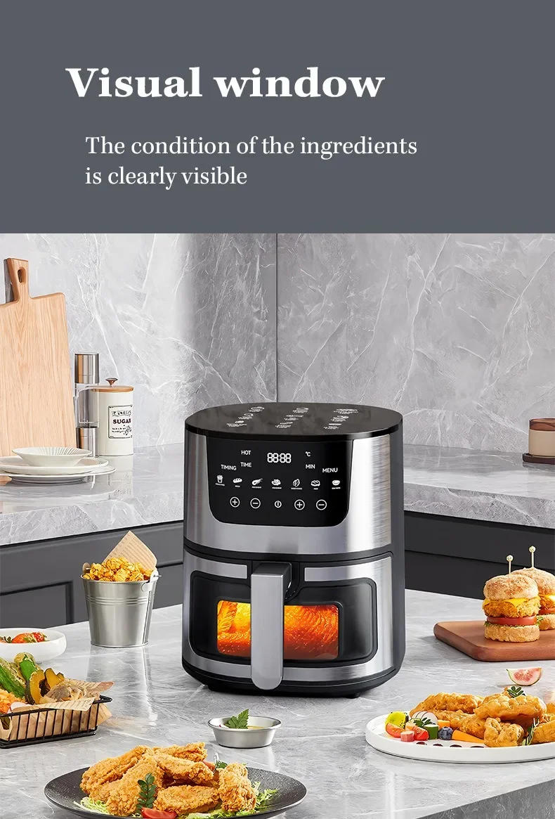 Description Picture 5 of item7L Electric Air Fryer Smart Multi-function Hot Convection Oven Deep Fryer Without Oil LED Touch Control 1400W Visible Window
