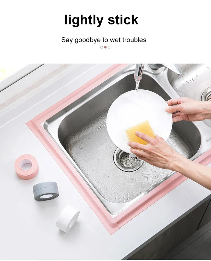 Description Picture 3 of itemNew 3.2M Self-adhesive Sealing Tape PVC Oil-Proof Kitchen Sink Edge Caulk Tape Waterproof Bathroom Toilet Corner Wall Sticker