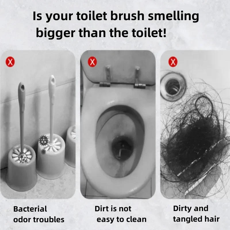 Description Picture 4 of itemWall Hanging Toilet Brush with Holder Long Handled Silicone Toilet Brush Soft Bristles WC Cleaning Brush Bathroom