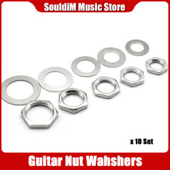 10sets M7/M8/M9/M10/M12 Nut and Washer for Guitar Potentiometer Nut/Washer Set for Tone and Volume Pot Guitar Parts