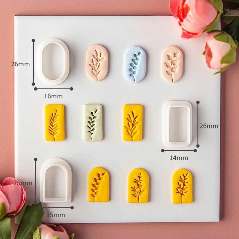 Description Picture 6 of itemSoft Pottery Handmade Earrings Cutting Leaf Shape Frame Soft Pottery Polymer Clay Molds DIY Earrings Pendant Jewelry Making Tool