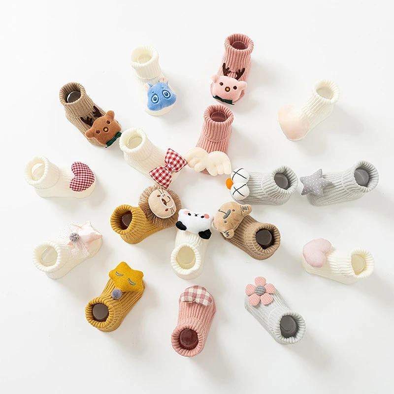 Description Picture 3 of itemBaby Socks Spring and Autumn Non-slip Floor Socks Cute Cartoon Cotton 3D Doll Newborn Baby Toddler Socks 0-24 Months
