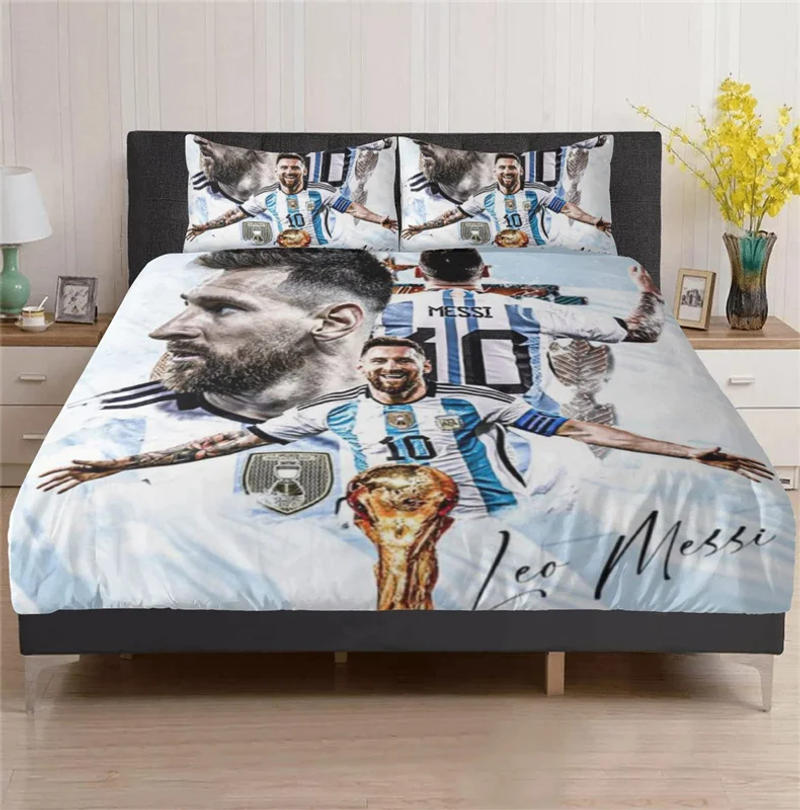 Description Picture 4 of itemFootball Star Bedding Set 3 Piece, 3D Football Duvet Cover Complete Set, 3 Piece Bedding Set with 2 Pillowcases, Quilt Not