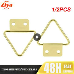 1/2PCS Golden Triangle Double Hole Hanging Picture Frame Hardware Hook Home Decor Wall Mount Hanger Hook Ring Iron 3.2 X 2.85cm
