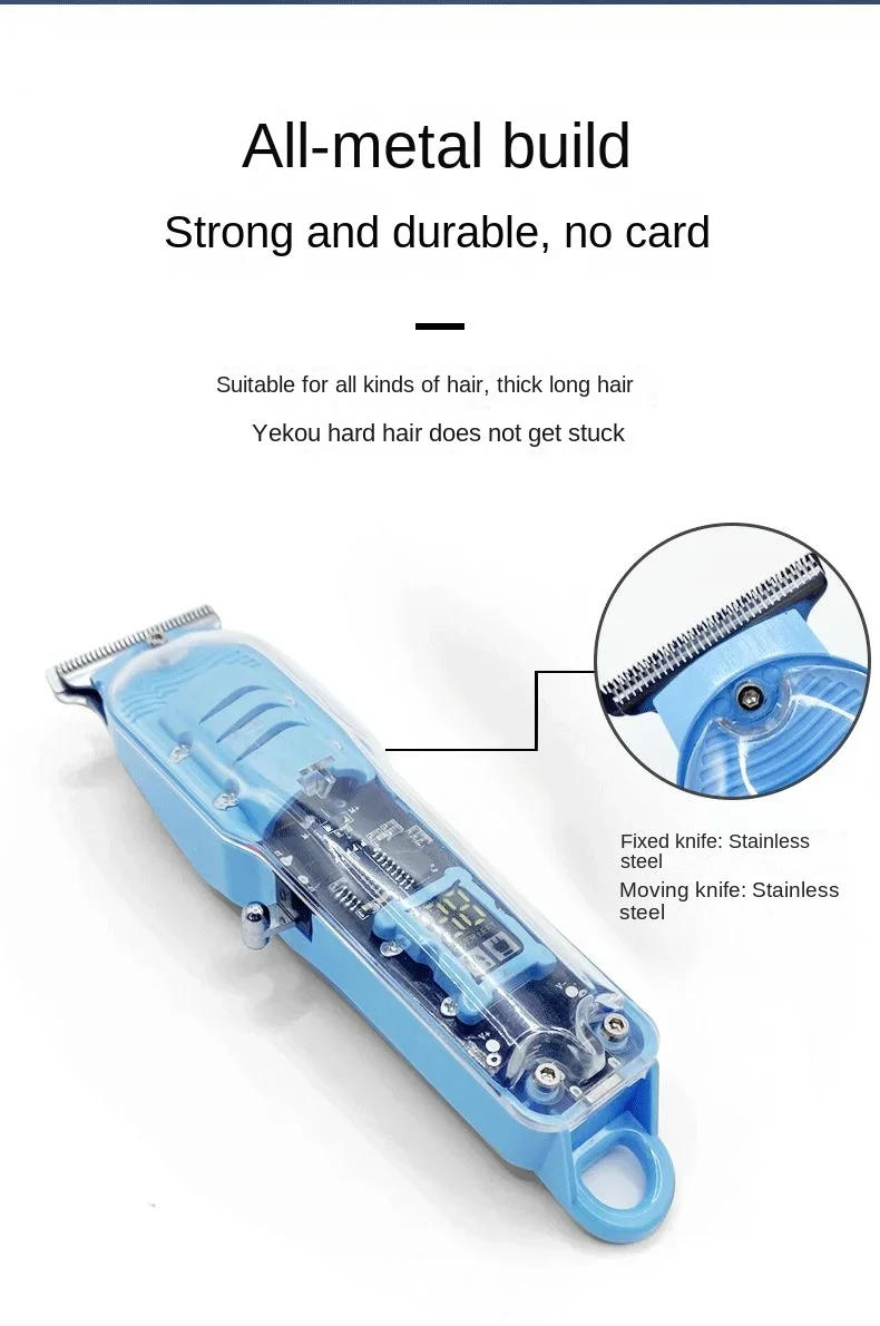 Description Picture 5 of itemProfessional Hair Cutting Machine Rechargeable  Clipper Transparent Electric Hair Trimmers For Men Cordless Hair Cut Machine