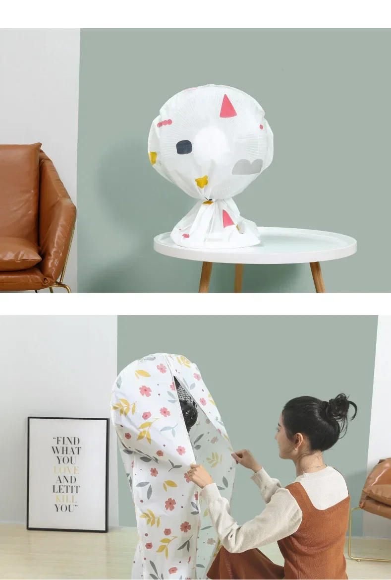 Description Picture 5 of itemElectric Fan Round Dustproof Stand Fan Cover Protection PEVA Reusable Household Floor Fan Dust Bag with Zipper Protector