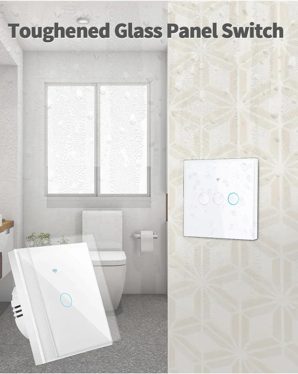 Description Picture 6 of itemTuya WiFi Smart Switch EU Neutral Wire/No Neutral Wire Required 1/2/3 Gang Wall Switch Voice Control Support Alexa Google Home