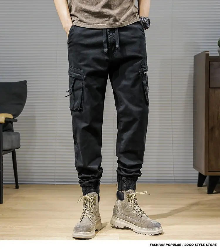 Description Picture 5 of item2023 Spring and Summer Multi-pocket Overalls Men's New Streetwear Jogging Pants Men's Casual Pants Loose Leggings Plus Size G15