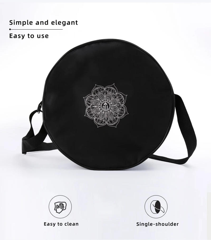 Description Picture 3 of itemYoga Wheel Bag Nylon Black Mandala Flower Yoga Circle Bag Large Capacity Double Zipper Pilates Wheel Backpack Fitness Sport Bag