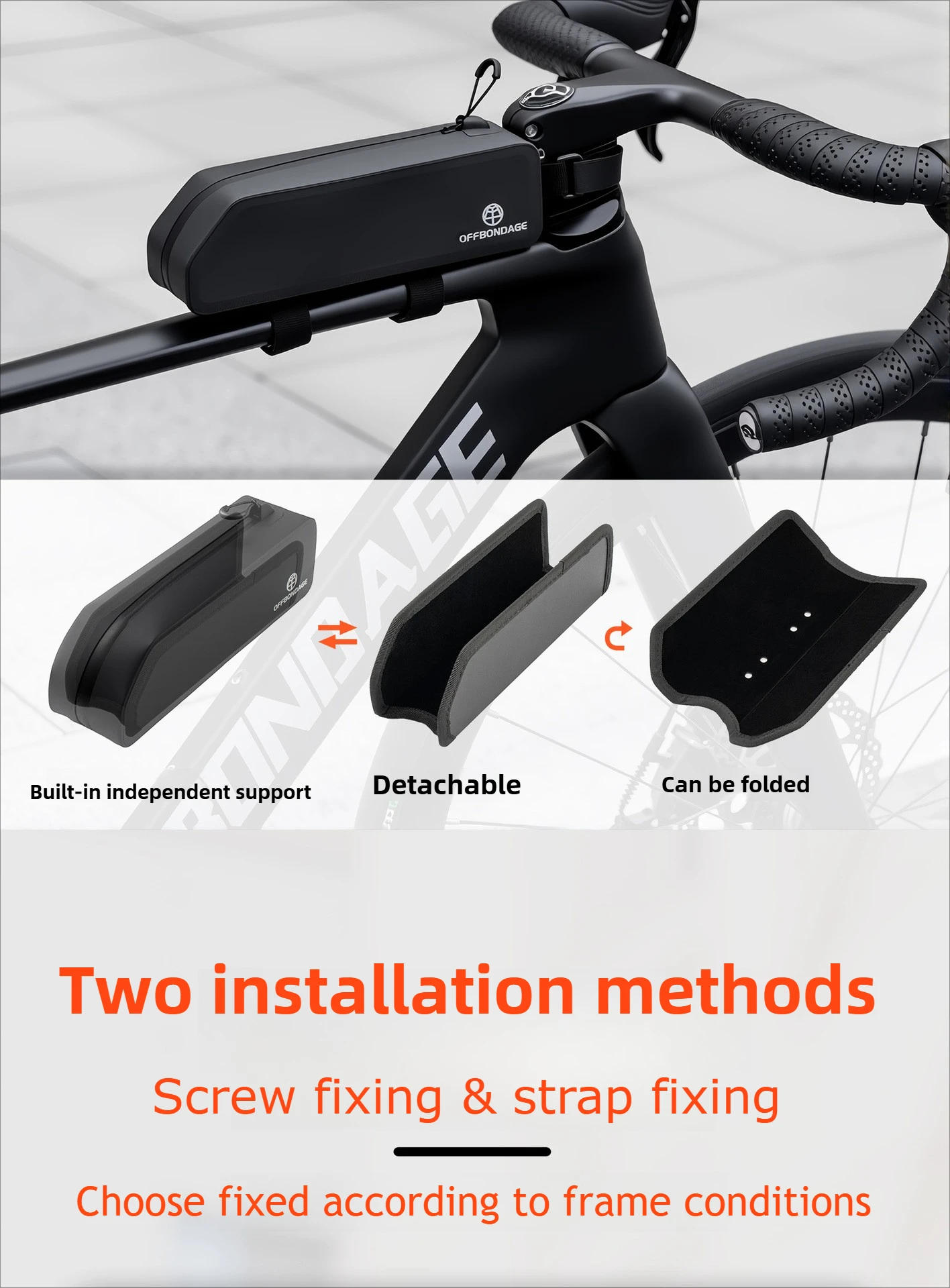 Description Picture 5 of itemWaterproof Top Tube Bag 22x6x6.5cm Large Capacity Bike Frame Pack with Bolt & Strap for MTB Road Gravel Cycling Bike Accessories