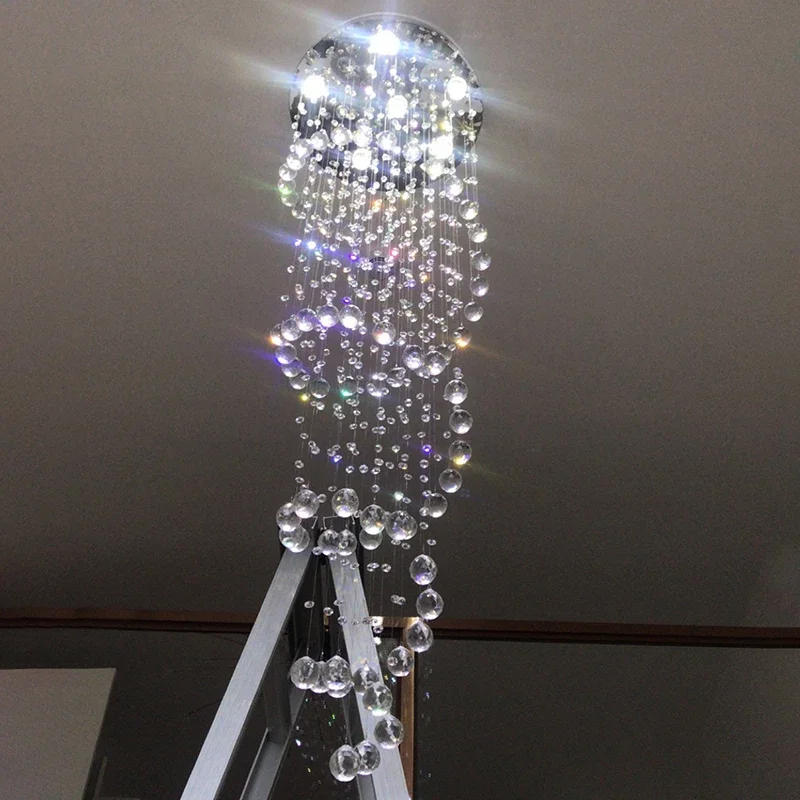 Description Picture 4 of itemModern K9 Large LED Spiral Living Room Crystal Chandeliers Lighting Fixture for Staircase Stair Lamp Showcase Bedroom Hotel Hall