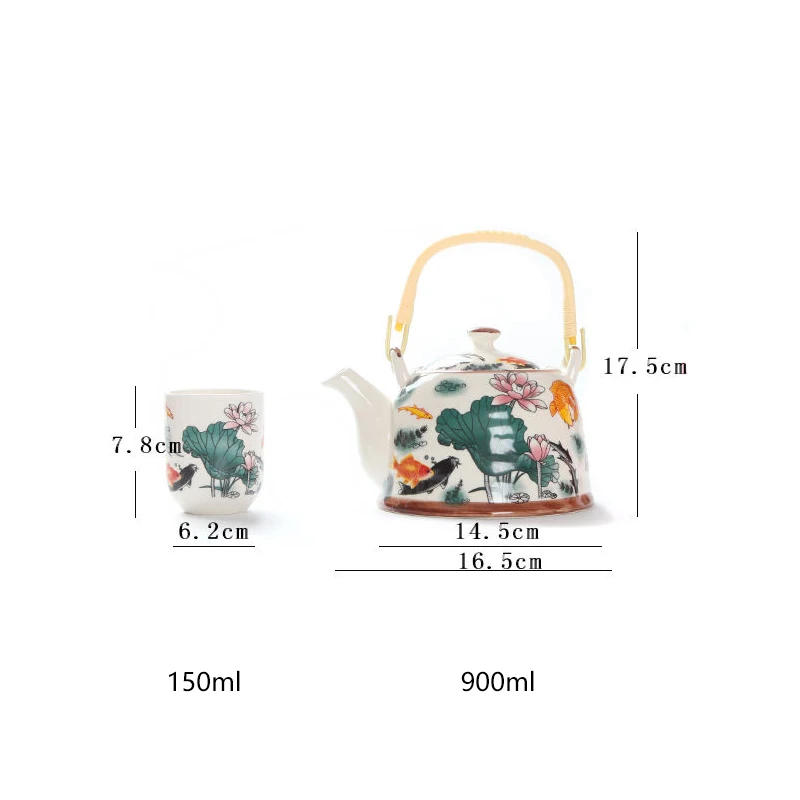 Description Picture 4 of item1 Pot 6 Cups Creative CeramicTea Set Handmade TeaPot Cup Chinese Porcelain Gift GungFu Floral Tea Teaware Office Travel Teaware