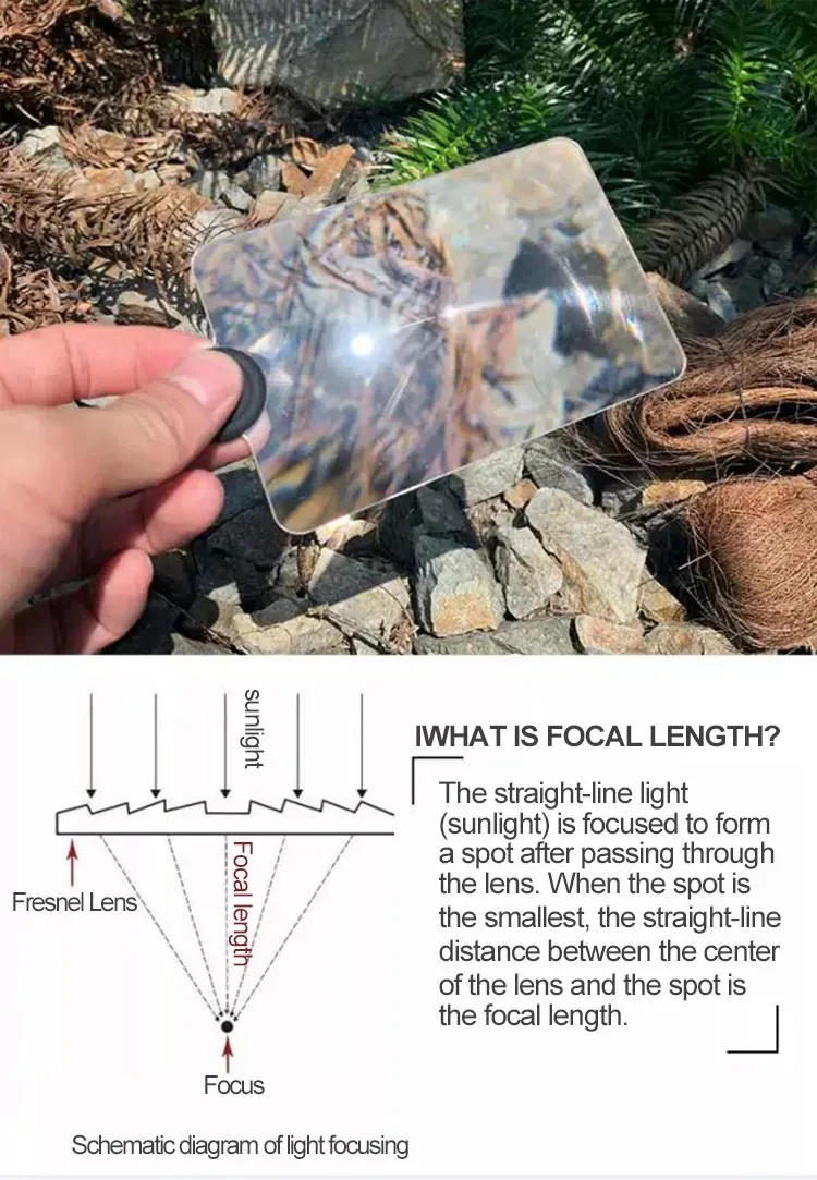 Description Picture 5 of itemMagnifying Glass Card Fire Starter Outdoor Solar  Lgniter Fresnel Solar Concentrator Picnic Lgnition Tools Survival Multitools